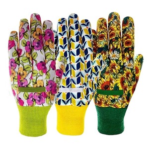 Floral Print Gardening <b>Gloves</b> With Colorful Patterns And <b>Knitted</b> Wrist Cuffs For Outdoor Use Spring Summer Casual Style - Product Image 1