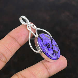 Colgante de plata esterlina 925, hecho a mano colgante de plata, colgante de charoita ovalada, colgante de piedra azul, regalo para ella - Product Image 6