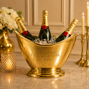 Seau à champagne Royal Lion en laiton avec poignée, fait main, de luxe, élégant, pour refroidir le vin, idéal pour les bars et les fêtes - Product Image 6