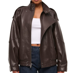 Nouvelle veste en cuir pour femme, style ample, en cuir d'agneau, pour le printemps et l'automne. - Product Image 2