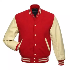 Veste de basket-ball unisexe respirante rouge, grise, noire et blanche avec broderie chenille personnalisée sur les manches en cuir - Product Image 3