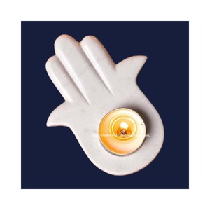 Bougeoir Hamsa en marbre de qualité n ° 1 pour cadeaux Diwali bougeoir en marbre en forme de main décor à la maison et cadeaux - Product Image 1