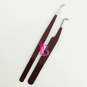 Lumia Beauty LB0214 Professional Stainless Steel Eyelash Extensions Tweezers 90-Degree Tip Durable Design Custom Logo Option - Product Image 2