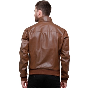 Men Winter Genuine Leather Jacket <b>Stand</b> Collar Pakistan Best Quality Breathable Windproof OEM Customized Custom Colors & Logo - Product Image 4