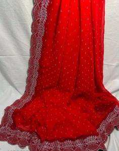 Sari violet Georgate brodé, imprimé numérique, robe traditionnelle indienne pour mariage, fête, Diwali, femmes - Product Image 3