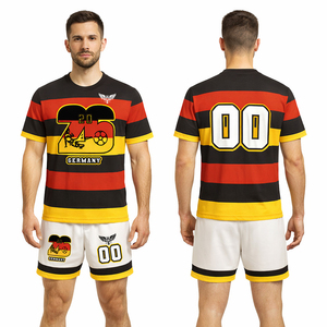 ชุดฟุตบอลเยอรมันแบบกำหนดเอง เสื้อฟุตบอลผู้ชาย ระบายอากาศได้ดี ชุดกีฬาซับลิเมชั่น ชุดฝึกซ้อม รับผลิตตามสั่ง ขายส่ง - Product Image 1