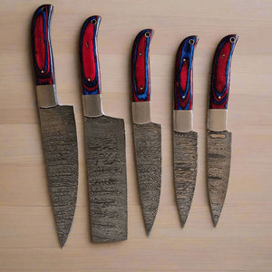 Ensemble de couteaux de cuisine en acier Damas de haute qualité avec lame de précision pour trancher, hacher, couper en dés la viande, le poisson, les légumes et les fruits - Product Image 6