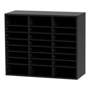Porte-documents en plastique à 24 compartiments, boîte de rangement de documents réglable, noir - Product Image 1