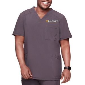 Blouses Médicales Unisexe de Qualité Supérieure en Tissu Spandex/Polyester, Hauts à Manches Courtes Col V pour la Détection d'Aiguilles en Milieu Hospitalier - Product Image 4