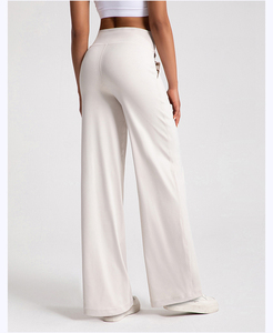 Pantalones anchos holgados de cintura alta con cordón para mujer al por mayor, joggers casuales sueltos con logo personalizado - Product Image 6