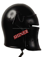 Barbuta Casco Negro Caballero de Acero Templario Cruzado Helm Viking Battle Knight Casco Armadura Medieval Battle Warrior Casco