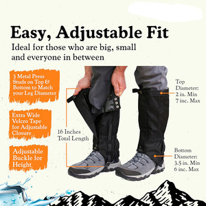 Wholesale Adjustable Waterproof Ripstop Nylon Leg Gaiters | Lightweight Snow <b>Boot</b> <b>Covers</b> | Outdoor Hiking Hunting Trekking Gear - Product Image 3