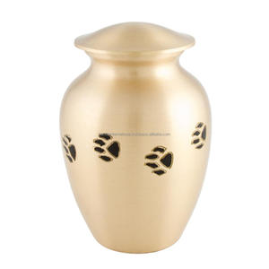 Urnes funéraires en laiton de haute qualité avec empreinte de patte urnes funéraires en métal fini marbre or et rouge pour les cendres humaines - Product Image 2