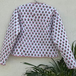 Women Quilted Cotton <b>Jacket</b> Floral Print Full Sleeve <b>Mandarin</b> <b>Collar</b> Spring Outerwear Full Sleeve Eco Friendly Outerwear - Product Image 4