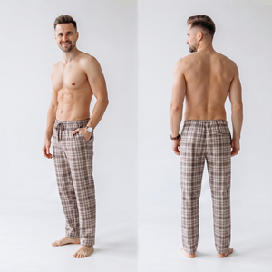 Men <b>Plaid</b> Cotton Pajama <b>Pants</b> Drawstring Waist Side Pockets Sleeping Trouser Lounge Wear Breathable Midweight <b>Pants</b> - Product Image 1