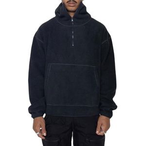 2023 nouveaux sweats à capuche pour hommes sweats à capuche à fermeture éclair polaire couleur unie homme à capuche plaque légère à manches longues pull mâle-Ar - Product Image 4