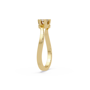 Anillo de Boda Moderno de Oro Puro de 14K con Diamante Cultivado en Laboratorio de Corte Redondo, Anillo Abierto Tipo Bypass, Anillo de Compromiso Solitario Moderno para Mujer - Product Image 4