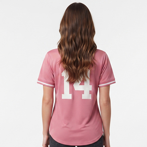 Women's V-Neck Baseball Jersey Sporty Printed Women's Baseball Jersey Summer Wear Women's Baseball Tee <b>Shirt</b> - Product Image 2