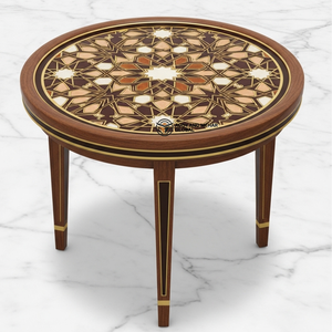 Traditional Brown Meena Wooden <b>Stool</b> – Handcrafted <b>Round</b> Decorative Tripod Accent <b>Stool</b> - Product Image 1