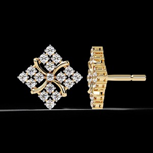 925 Sterling Silver <b>Moissanite</b> <b>Earrings</b>, Square Cluster Studs, Brilliant Colorless <b>Moissanite</b> Fine Jewelry, Anniversary Gift for - Product Image 1
