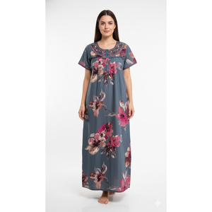 Camisón Largo Estampado Cómodo para Mujer Alpine, Mangas Cortas con Bolsillo Lateral Completo, Ropa de Dormir Suave - Product Image 3