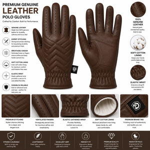 Gants de sécurité en cuir Dumela Custom Polo, longueur poignet, doublure en coton respirant, marron foncé, style vintage, pour usage quotidien en extérieur. - Product Image 6