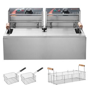 Friggitrice Elettrica Commerciale da 3000W, 18Qt/17L Grande Capacità, in Acciaio Inossidabile, per Tacchino, con 3 Cestelli Rimovibili, Modello da Banco - Product Image 1