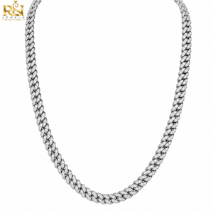 Collar de Cadena Cubana con Diamantes Cultivados en Laboratorio con Corte Brillante |   Collar de Oro Macizo de 9K, 14K, 18K con Incrustaciones de Diamantes, Joyería Fina, Diseño Audaz - Product Image 1