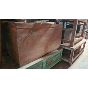 Caja de almacenamiento decorativa de madera grande rústica artesanal - Product Image 3