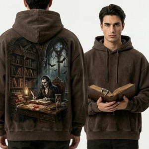 เสื้อฮู้ดดี้ผู้ชายแบบหนาพิเศษ 360gsm ผ้าฝ้ายฟลีซทรงโอเวอร์ไซส์ สตรีทแวร์ แบบเรียบ ไม่มีลาย ปัก สกรีน - Product Image 6