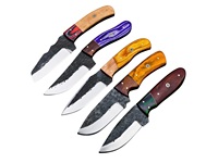 Couteaux de bushcraft en acier à haute teneur en carbone avec manches en bois, lames fixes pleines de 8 pouces, couteau de chasse Skinner avec étui en cuir