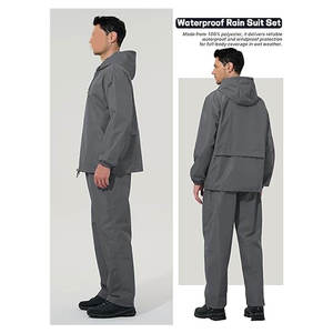 Custom Outdoor Waterproof Hooded <b>Packable</b> Bomber Windbreaker Set Breathable Lightweight <b>Jacket</b> and Pants for Sports and Travel - Product Image 2