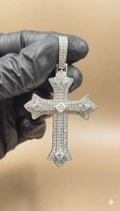 Colgante de Cruz con Diamantes Moissanite VVS, Colgante de Fe Cristiana, Joyería Religiosa, Colgante de Plata 925, Regalos de Comunicación - Product Image 2