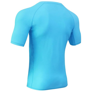 OEM Men Rash Guard Compression <b>T</b> Shirt Short Sleeve Swim Shirt UV Protection Custom Logo Wholesale Bulk - Product Image 4