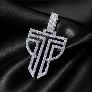 Hip Hop Jewelry Men's Iced Custom Letter Charm <b>Necklace</b> 925 <b>Silver</b> Gold Plated Moissanite <b>Initial</b> Nameplate Cartoon Logo Party - Product Image 4