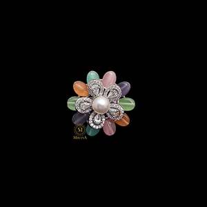 Fevie Multi Pastel Color Designer Pearl Ring - Product Image 4