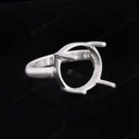 Echtes Hochwertiges 925 Sterling Silber 12mm 4-Krappen-Fassung Halbmontierter Verlobungsring Versilbertes Handgefertigtes Schmuckzubehör