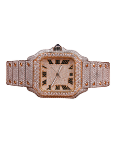 Top High Quality Daily Strong Use Moissanite White Gold Diamond Watch Hidden Clasp Engraved Roman Dial Ready Stock Quartz - Product Image 1
