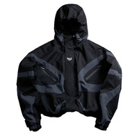 Veste coupe-vent à capuche surdimensionnée de luxe personnalisée pour hommes, résistante à l'eau, veste technique pour hommes, streetwear, OEM, marque privée, en gros