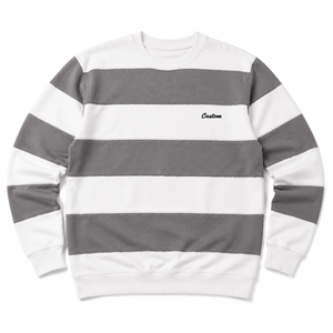 Sudadera Personalizada para Hombre con Bloques de Color y Rayas, Cuello Redondo, 100% Algodón, Felpa Gruesa, con Logotipo Personalizado, Informal, para Invierno - Product Image 2