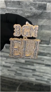 จี้ตัวอักษรขนาดใหญ่ ดีไซน์ 3 มิติ แบบกำหนดเอง สำหรับผู้ชาย ผู้หญิง เครื่องประดับแร็ปเปอร์ ฮิปฮอป จี้โมอิสซาไนต์ เงินแท้ 925 - Product Image 3