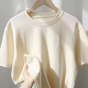 T-shirt décontracté en jersey 100 % coton respirant 300 g pour homme, coupe ample, col rond, manches classiques, collection été 2025 – Vente en gros - Product Image 5