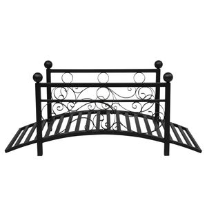 Ringhiera in Ferro Nera con Parte Superiore Piatta 102*51*43cm e Sfera in Ferro Rotonda, Elegante Ponte da Giardino - Product Image 2