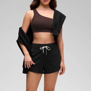 Soutien-gorge de sport asymétrique sans coutures pour femme, maintien moyen, yoga, couleur unie, tissu extensible, élasthanne, polyester - Product Image 3