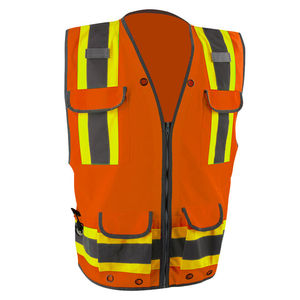 Vente en gros de vêtements de travail haute visibilité personnalisés, gilet de sécurité réfléchissant en toile, ANSI Classe 1, EN ISO 20471 Classe 2, LED clignotante, imperméable, multi-usages - Product Image 4