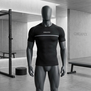 Camiseta de Compresión para Hombre, Negra, Manga Corta, Deportiva, para Gimnasio, Entrenamiento, Ropa Deportiva, Logotipo Personalizado, Fitness, Running, Ejercicio - Product Image 3