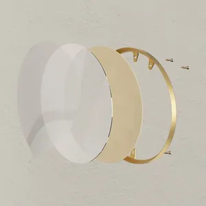 Miroir mural en métal fait main, miroir rond de luxe, décoration intérieure moderne pour chambre à coucher, salon, couloir, entrée, doré - Product Image 5