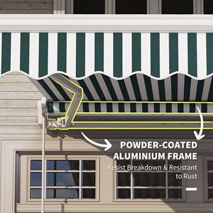8FT X 6.6FT Manual Retractable Awning Green/White Sun Shade Deck <b>Window</b> <b>Cover</b> for Patio Folding Arms Windproof for Terraces - Product Image 6