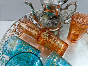 Moroccan <b>Tea</b> <b>Set</b> gift packing 6 glasses <b>one</b> tray <b>one</b> teapot in gift box - Product Image 3