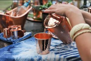 Copper jug set for practical kitchen functionality <b>water</b> metal set with <b>glasses</b> durable reusable kitchen dining drinkware - Product Image 5